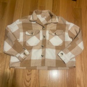 Hippie Rose Cropped Tan Plaid Jacket